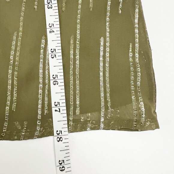 NWT Express Maxi Dress Olive Green Metallic Cutout Ruched Front Women's Size XL - Picture 13 of 16
